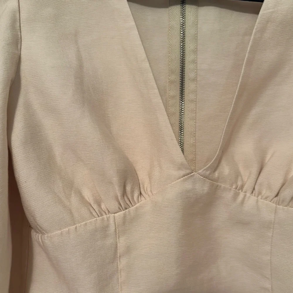 Forever 21 Tan Asymmetrical Puff Sleeve Crop Blouse - Picture 7 of 9